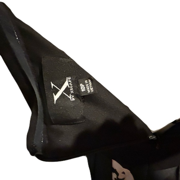 Y2K Vintage Xscape size 10 petite black formal dress pink flowers summer spring - Picture 5 of 6